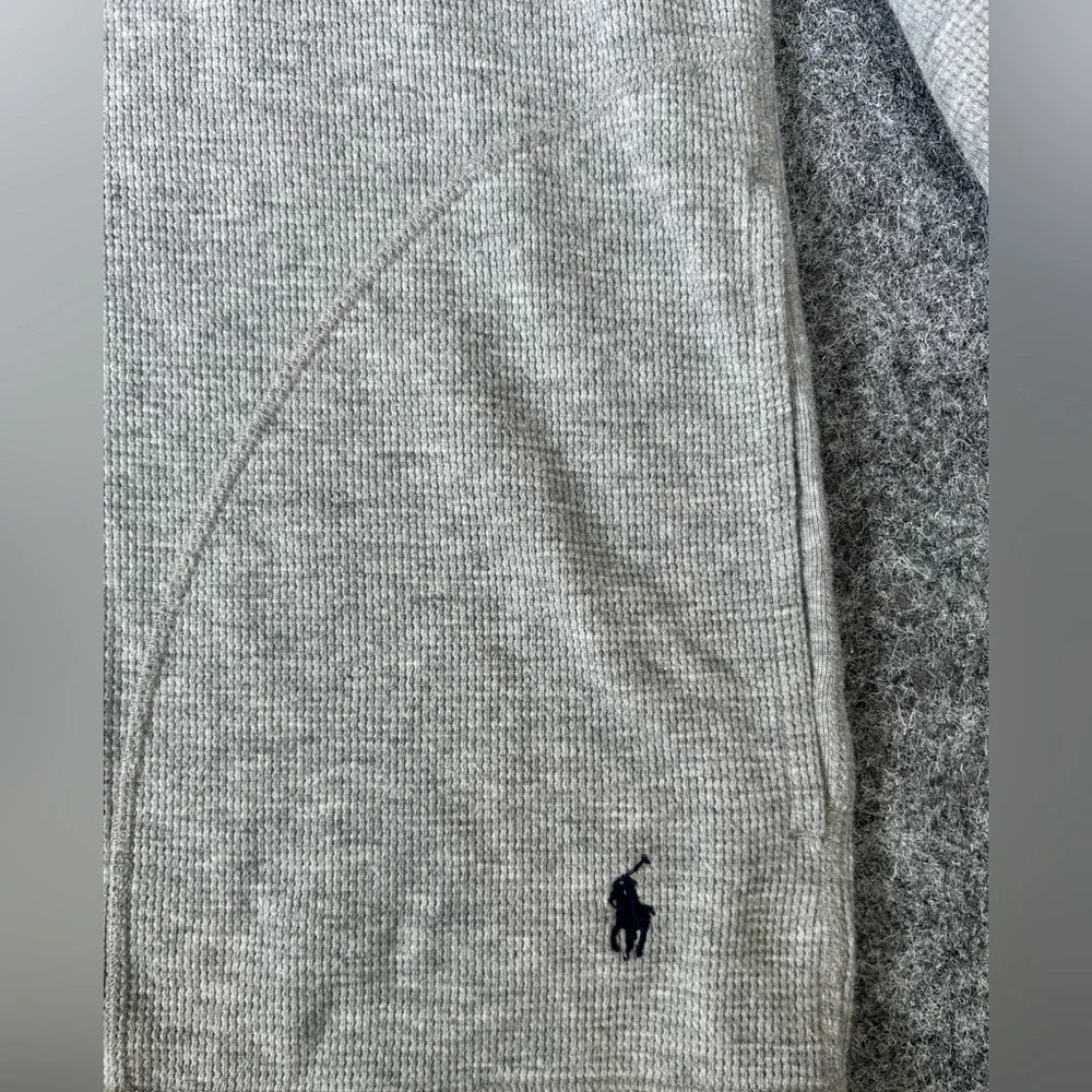 Polo Ralph‎ Lauren Quarter Zip Hoodie Mens 2XL Gray Thermal Waffle Pullover